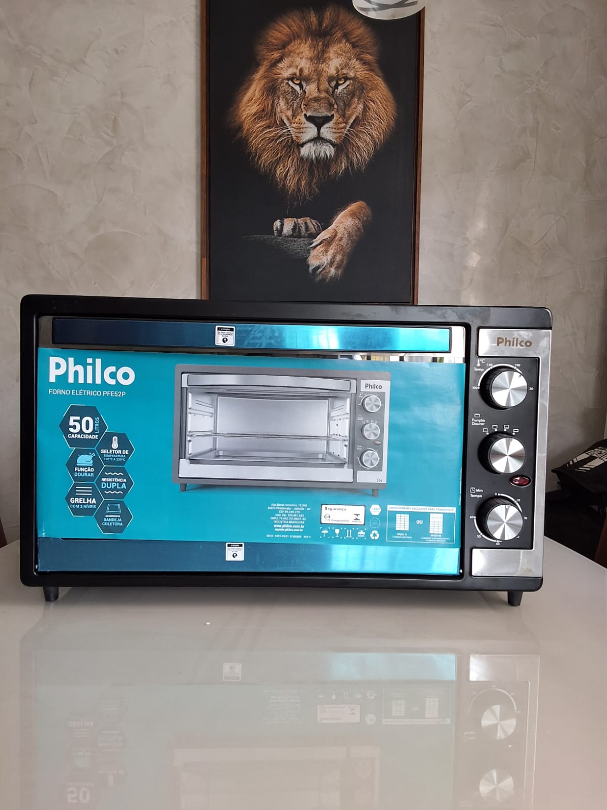 Forno Elétrico Philco PFE52P 50L Timer de 60 minutos Dupla Resistência Preto - 220V